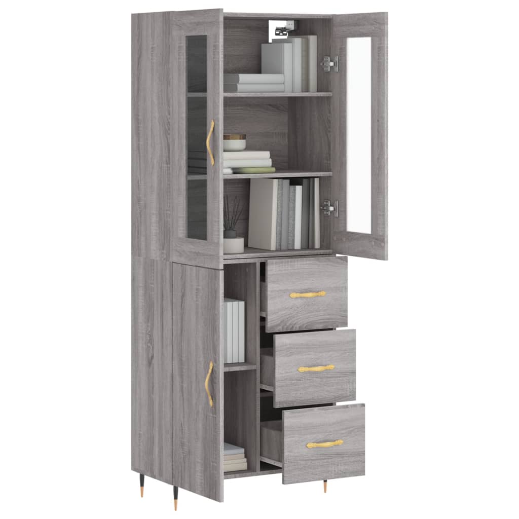 Buffet haut Sonoma gris 69,5x34x180 cm Bois d'ingénierie - XIOS
