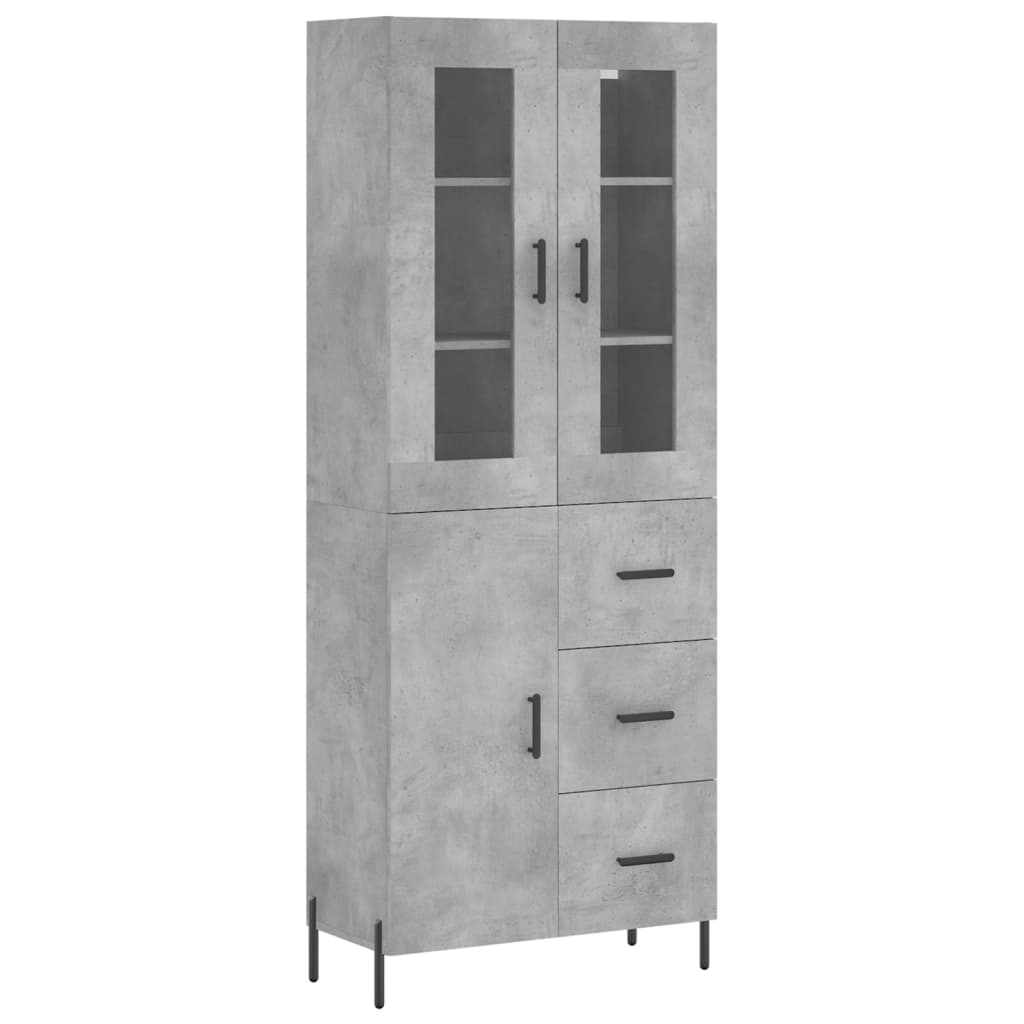 Buffet haut Gris béton 69,5x34x180 cm Bois d'ingénierie - XIOS