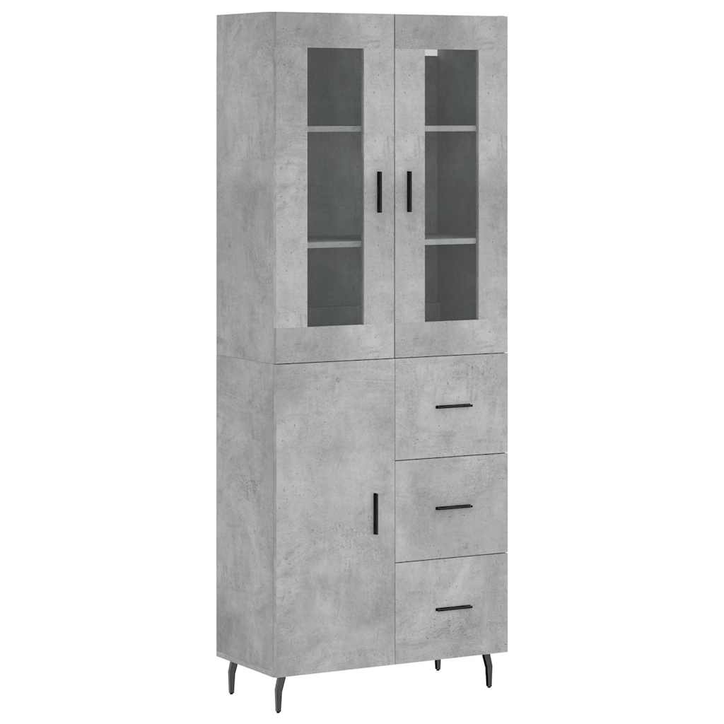Buffet haut Gris béton 69,5x34x180 cm Bois d'ingénierie - XIOS