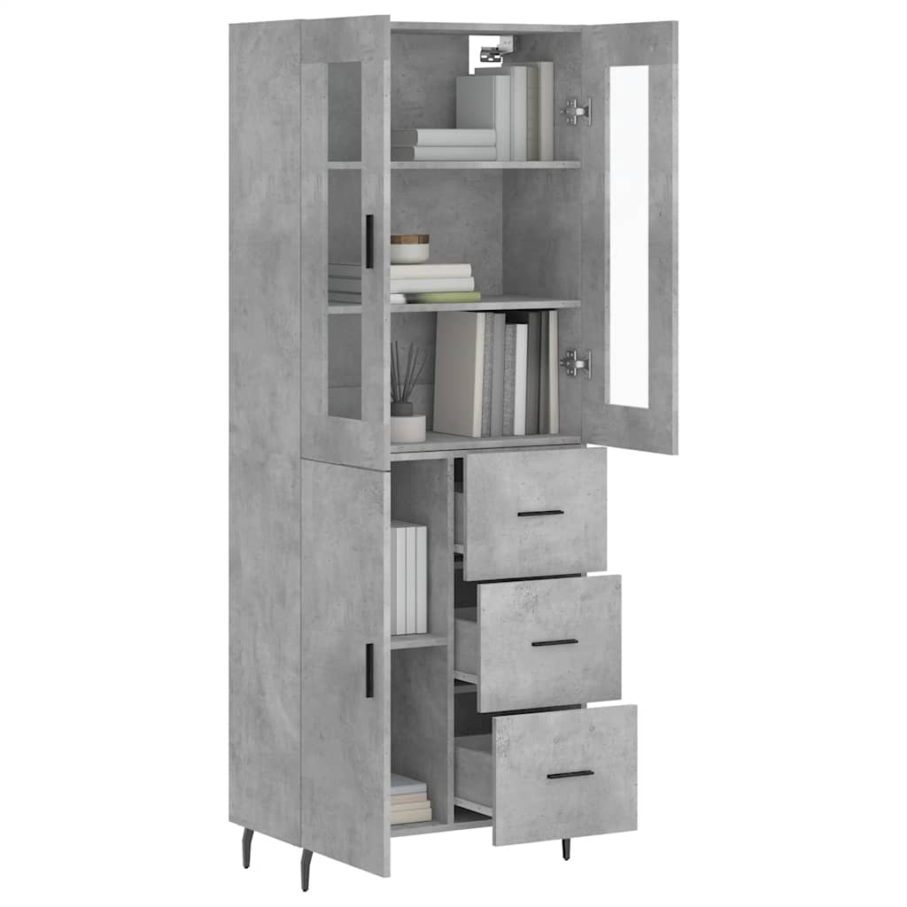 Buffet haut Gris béton 69,5x34x180 cm Bois d'ingénierie - XIOS