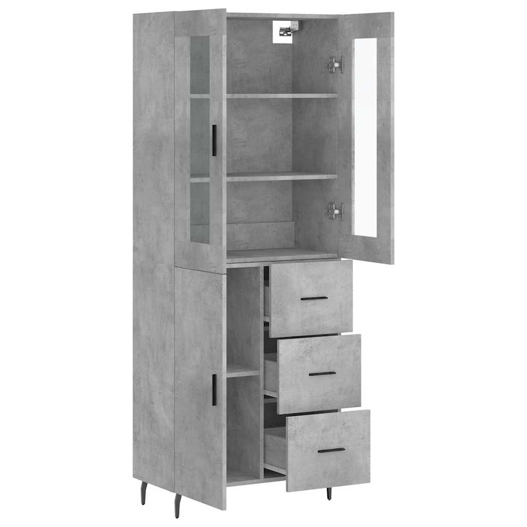 Buffet haut Gris béton 69,5x34x180 cm Bois d'ingénierie - XIOS