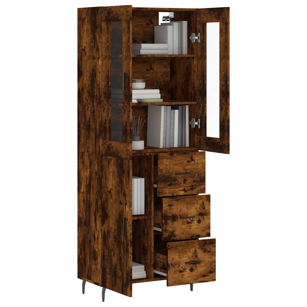 Buffet haut Chêne fumé 69,5x34x180 cm Bois d'ingénierie - XIOS