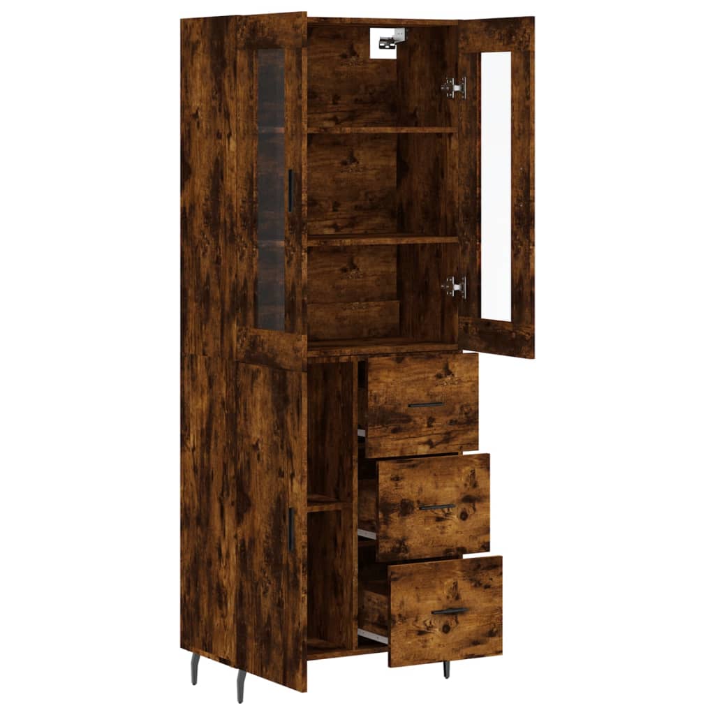 Buffet haut Chêne fumé 69,5x34x180 cm Bois d'ingénierie