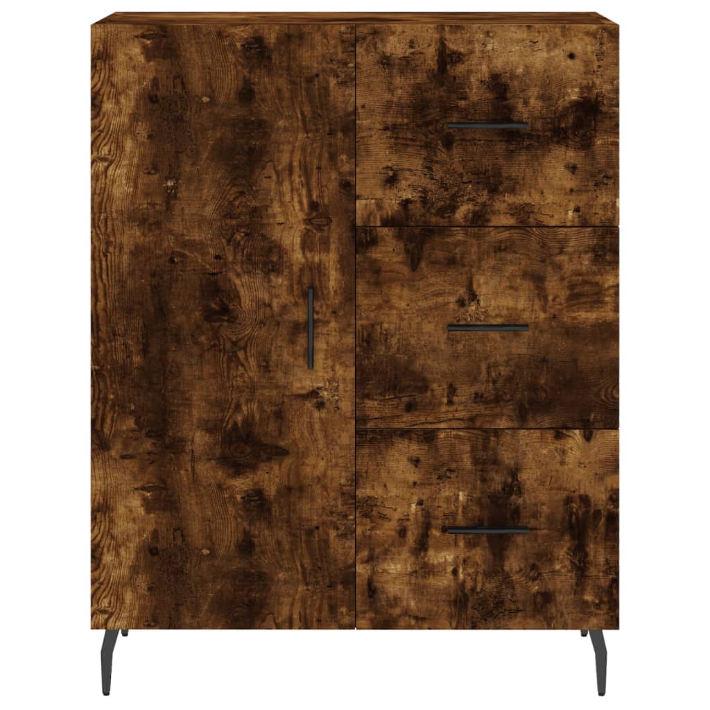 Buffet haut Chêne fumé 69,5x34x180 cm Bois d'ingénierie