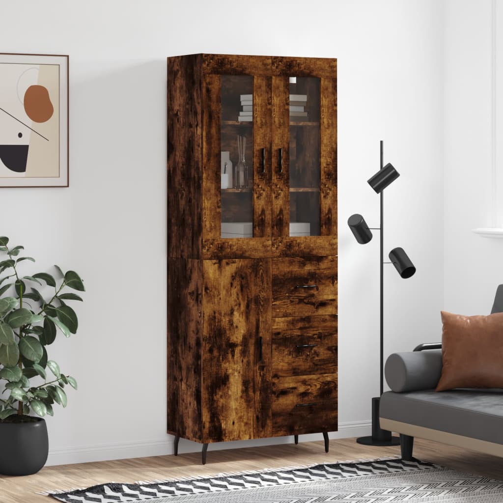 Buffet haut Chêne fumé 69,5x34x180 cm Bois d'ingénierie - XIOS