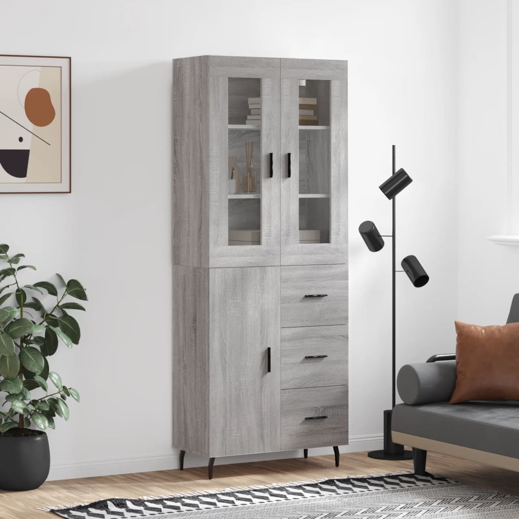 Buffet haut Sonoma gris 69,5x34x180 cm Bois d'ingénierie - XIOS