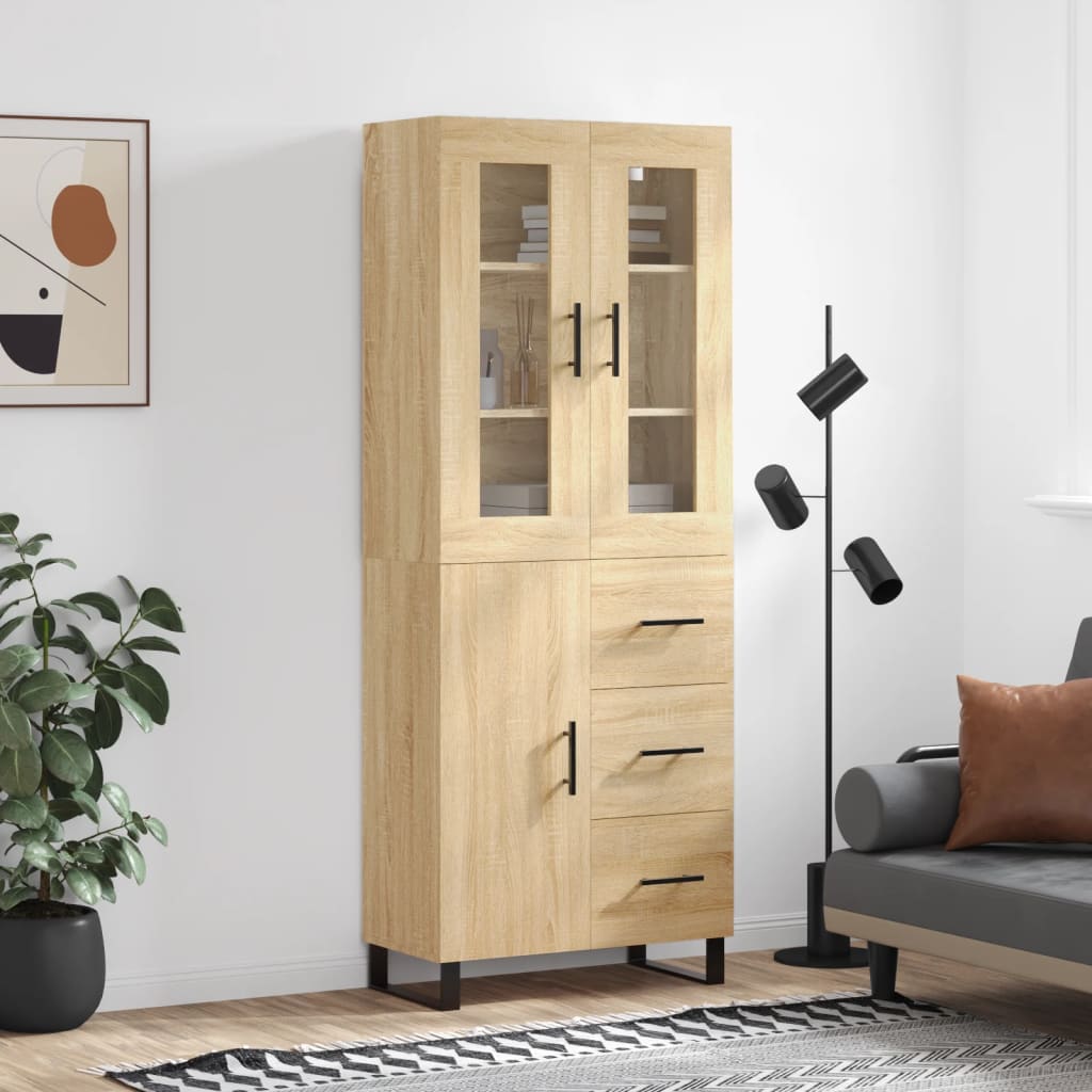Buffet haut Chêne sonoma 69,5x34x180 cm Bois d'ingénierie