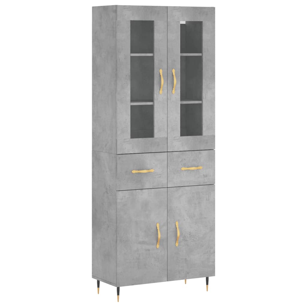 Buffet haut Gris béton 69,5x34x180 cm Bois d'ingénierie - XIOS