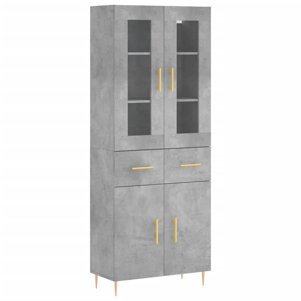 Buffet haut Gris béton 69,5x34x180 cm Bois d'ingénierie - XIOS