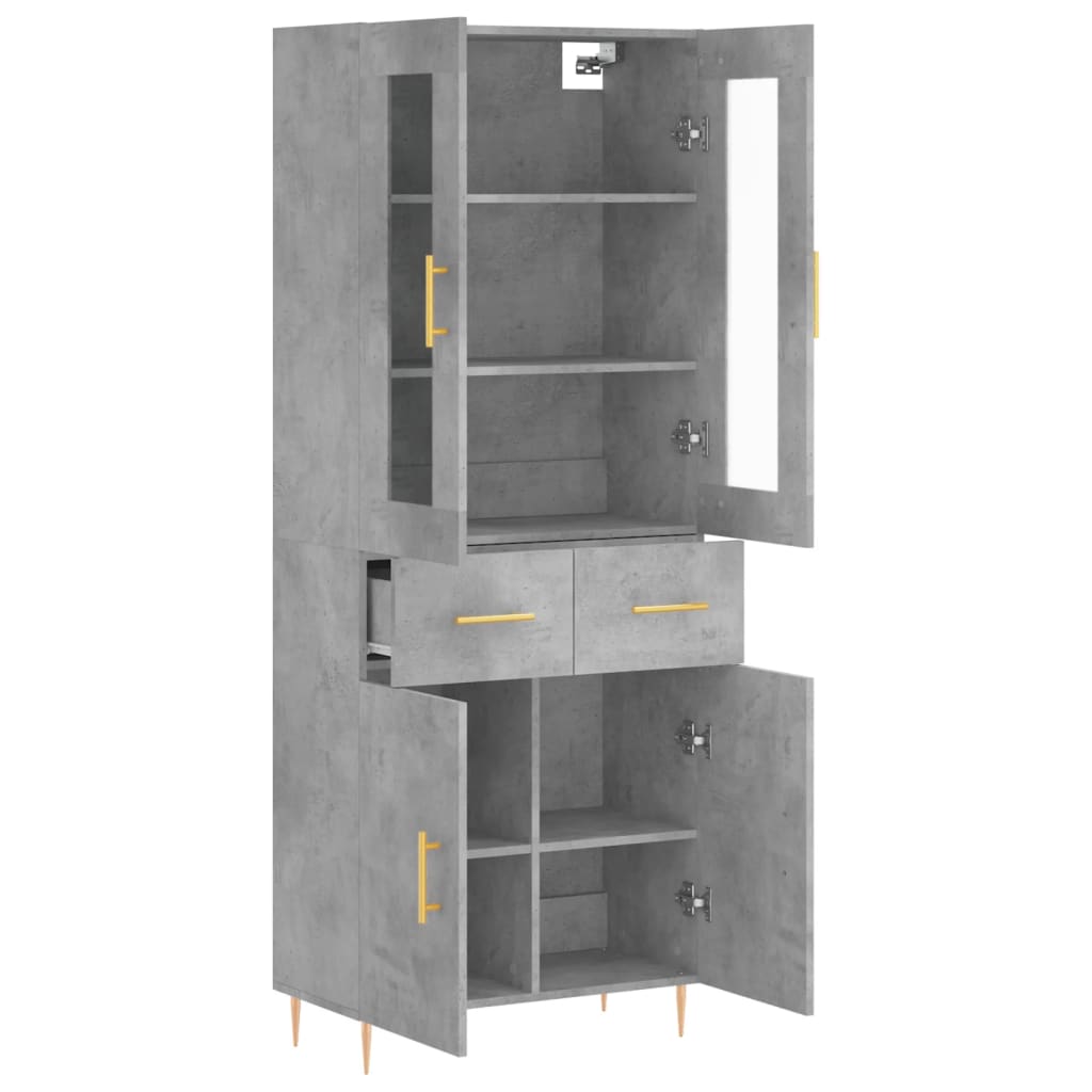 Buffet haut Gris béton 69,5x34x180 cm Bois d'ingénierie - XIOS