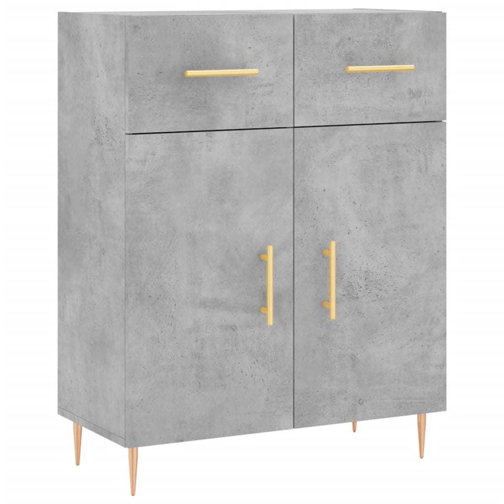 Buffet haut Gris béton 69,5x34x180 cm Bois d'ingénierie - XIOS