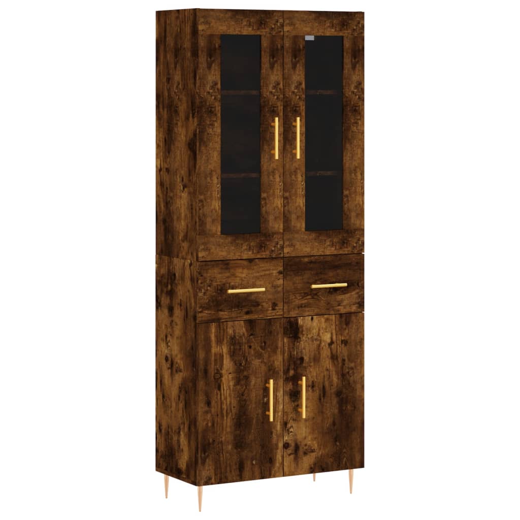 Buffet haut Chêne fumé 69,5x34x180 cm Bois d'ingénierie - XIOS