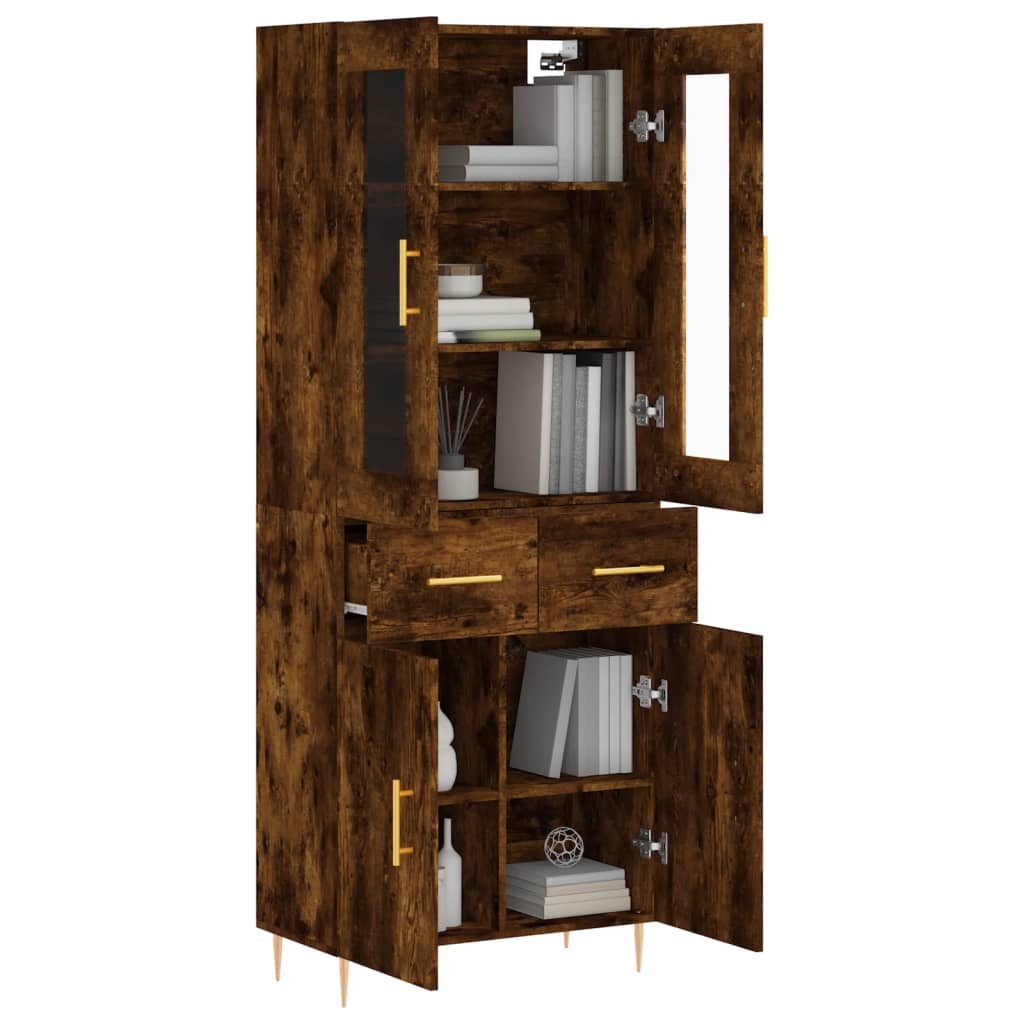 Buffet haut Chêne fumé 69,5x34x180 cm Bois d'ingénierie - XIOS