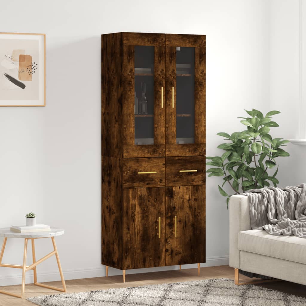 Buffet haut Chêne fumé 69,5x34x180 cm Bois d'ingénierie - XIOS