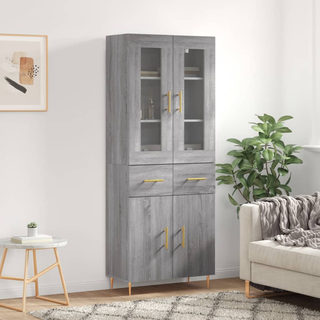 Buffet haut Sonoma gris 69,5x34x180 cm Bois d'ingénierie - XIOS