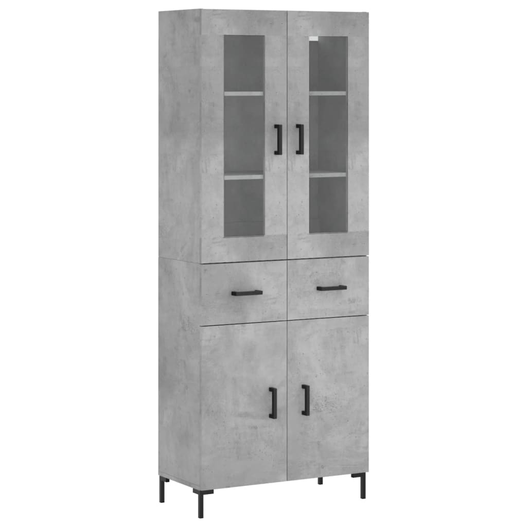 Buffet haut Gris béton 69,5x34x180 cm Bois d'ingénierie - XIOS