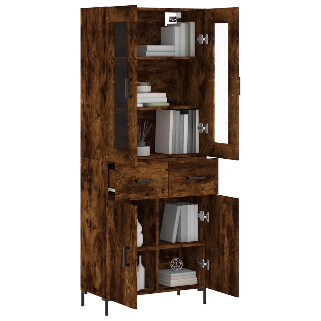 Buffet haut Chêne fumé 69,5x34x180 cm Bois d'ingénierie - XIOS