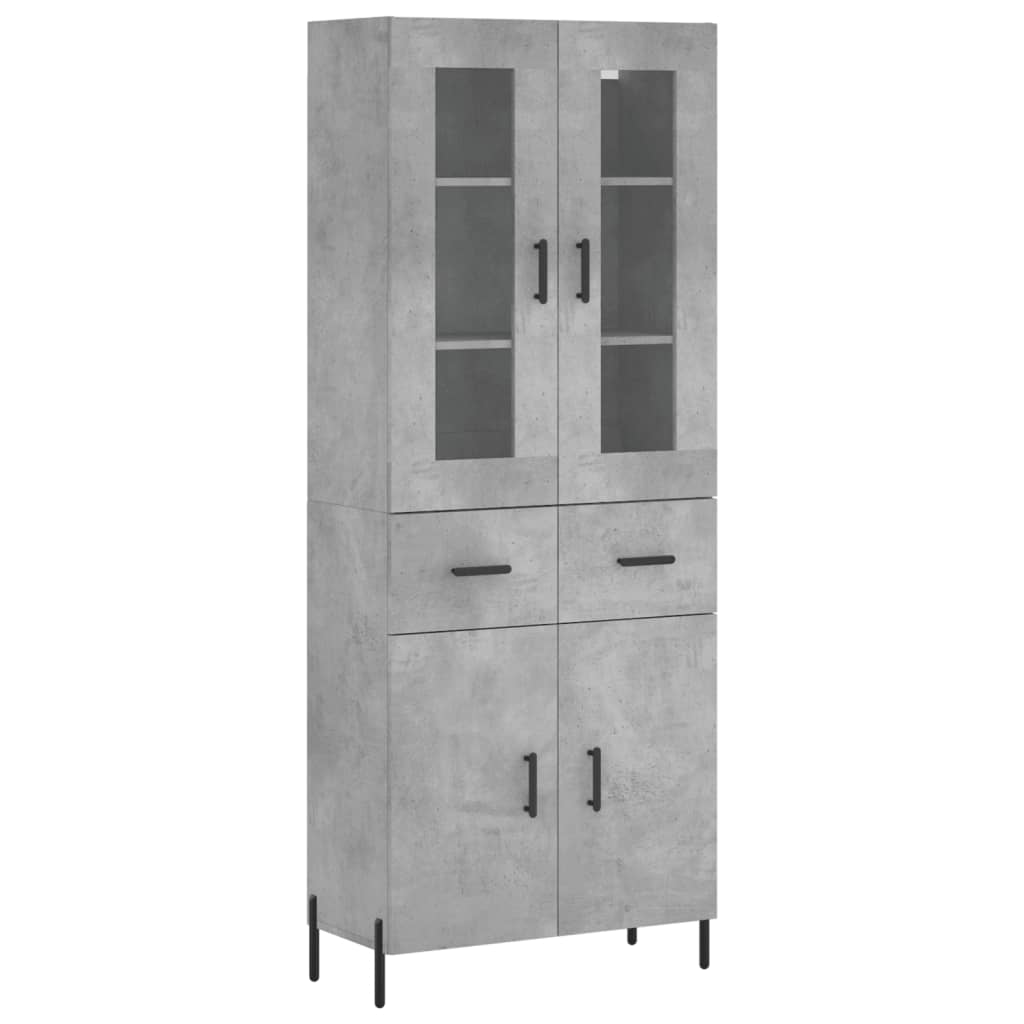 Buffet haut Gris béton 69,5x34x180 cm Bois d'ingénierie - XIOS