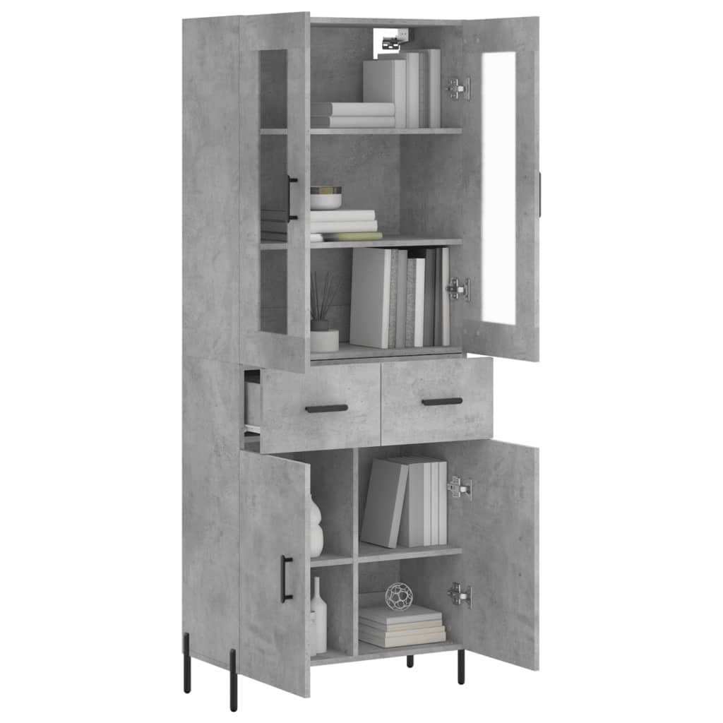 Buffet haut Gris béton 69,5x34x180 cm Bois d'ingénierie - XIOS