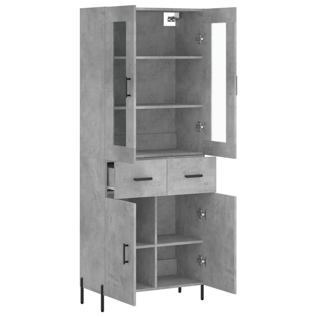 Buffet haut Gris béton 69,5x34x180 cm Bois d'ingénierie - XIOS