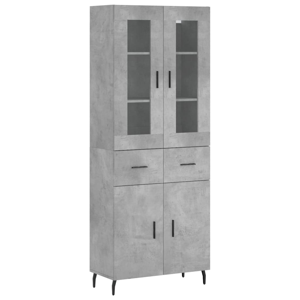 Buffet haut Gris béton 69,5x34x180 cm Bois d'ingénierie - XIOS