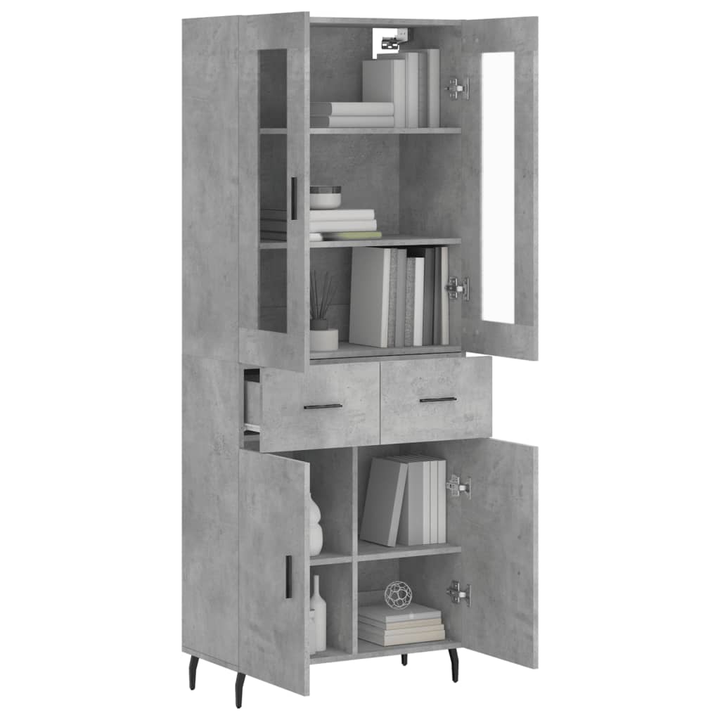 Buffet haut Gris béton 69,5x34x180 cm Bois d'ingénierie - XIOS