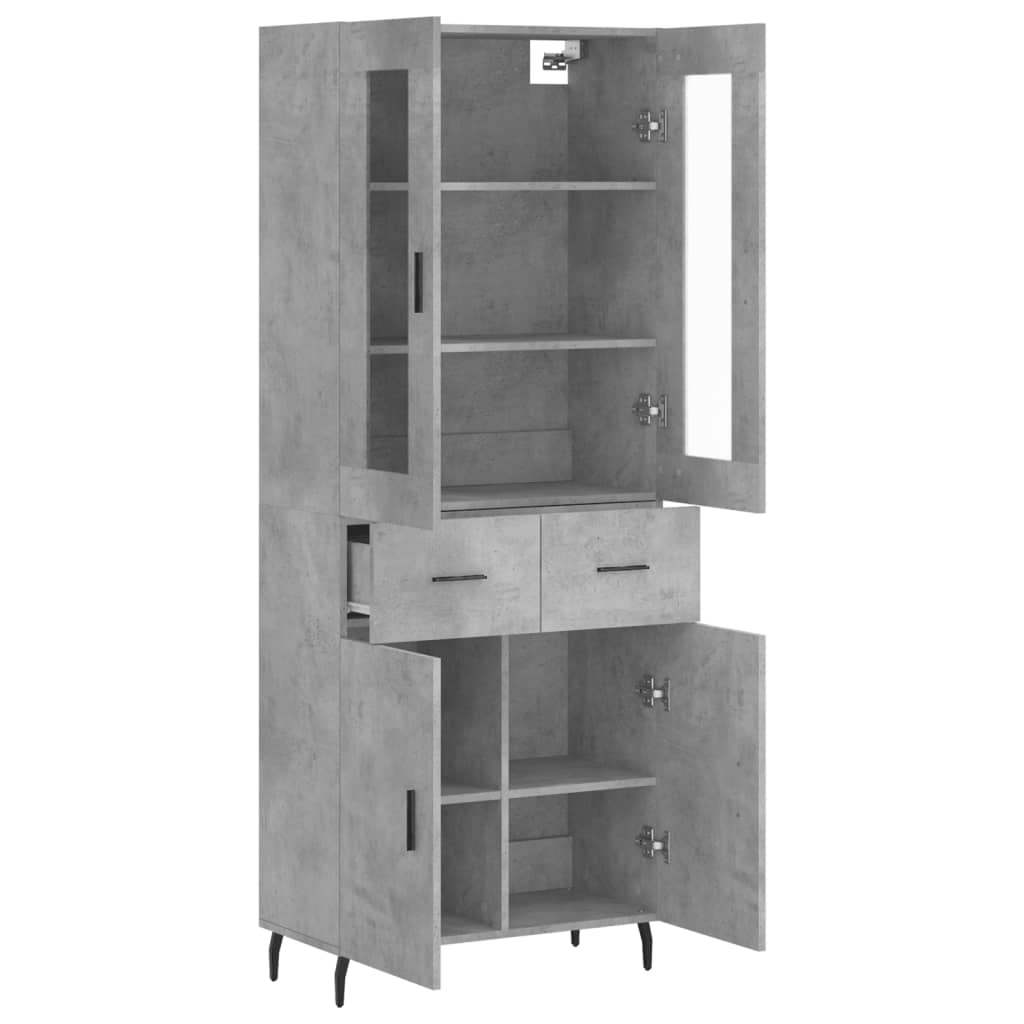 Buffet haut Gris béton 69,5x34x180 cm Bois d'ingénierie - XIOS