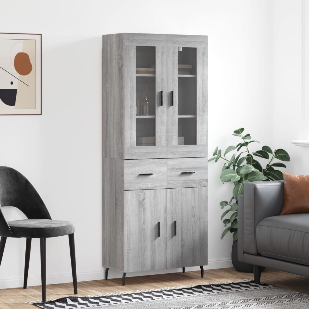 Buffet haut Sonoma gris 69,5x34x180 cm Bois d'ingénierie - XIOS