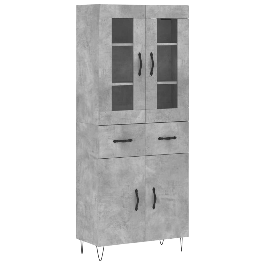 Buffet haut Gris béton 69,5x34x180 cm Bois d'ingénierie - XIOS