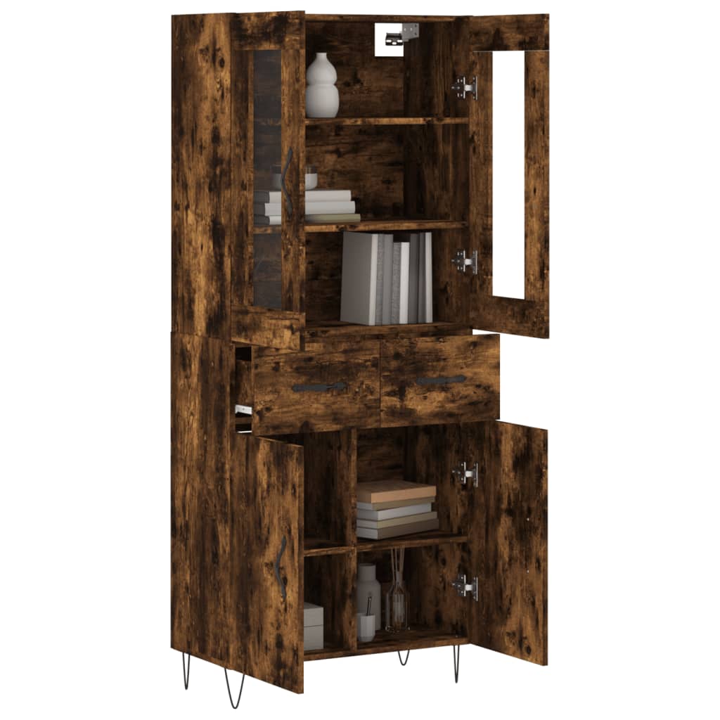 Buffet haut Chêne fumé 69,5x34x180 cm Bois d'ingénierie - XIOS