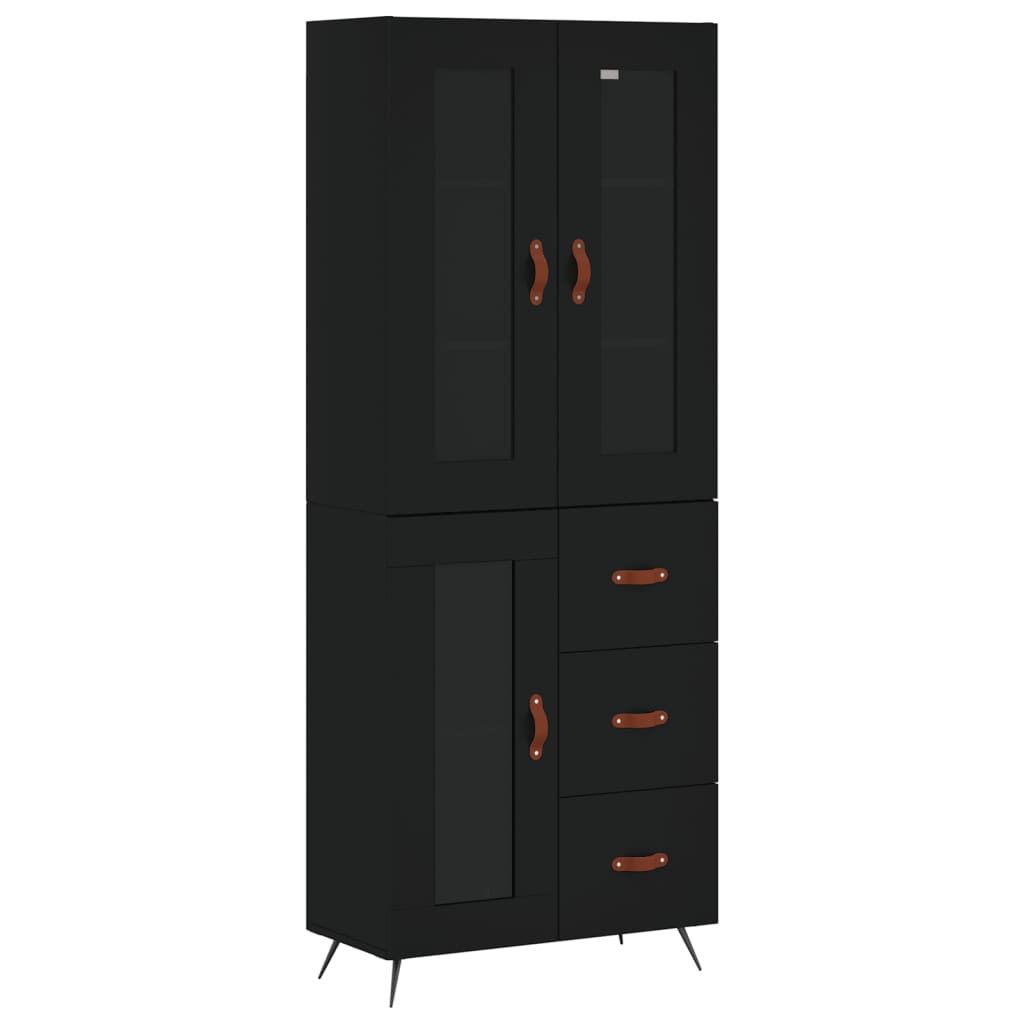 Buffet haut Noir 69,5x34x180 cm Bois d'ingénierie - XIOS