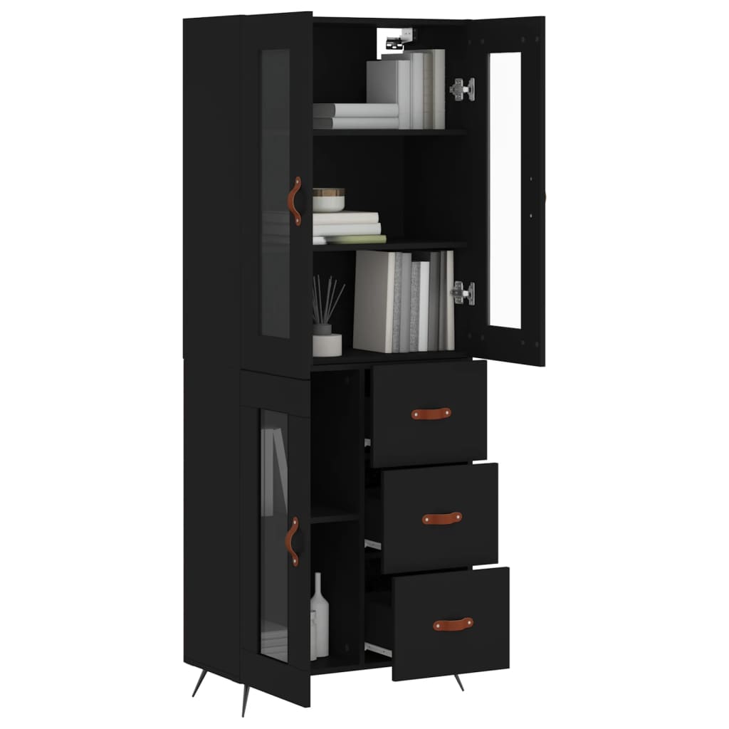 Buffet haut Noir 69,5x34x180 cm Bois d'ingénierie - XIOS