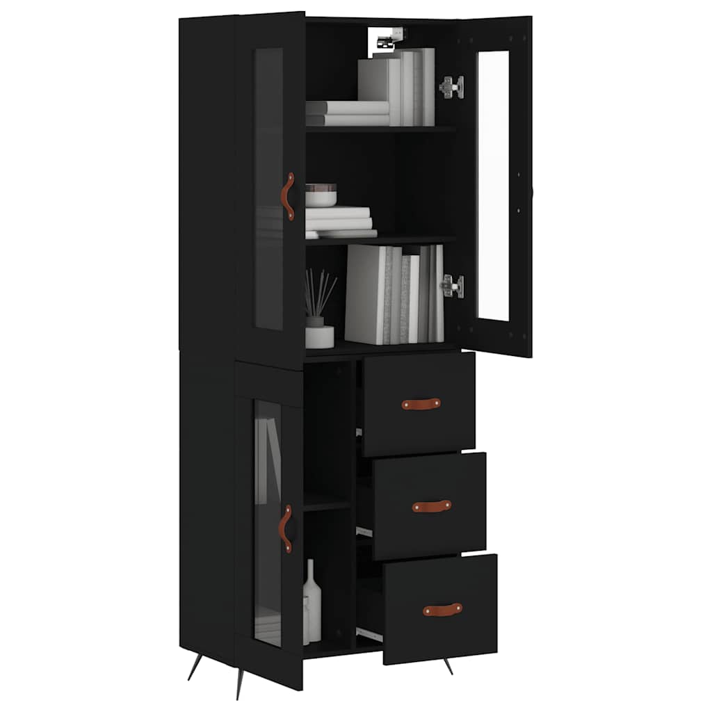Buffet haut Noir 69,5x34x180 cm Bois d'ingénierie - XIOS
