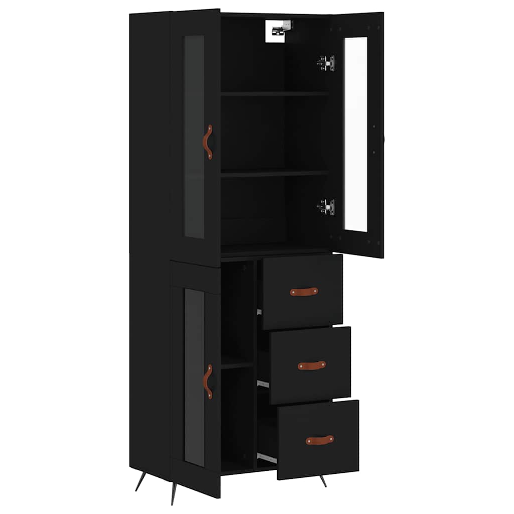 Buffet haut Noir 69,5x34x180 cm Bois d'ingénierie - XIOS