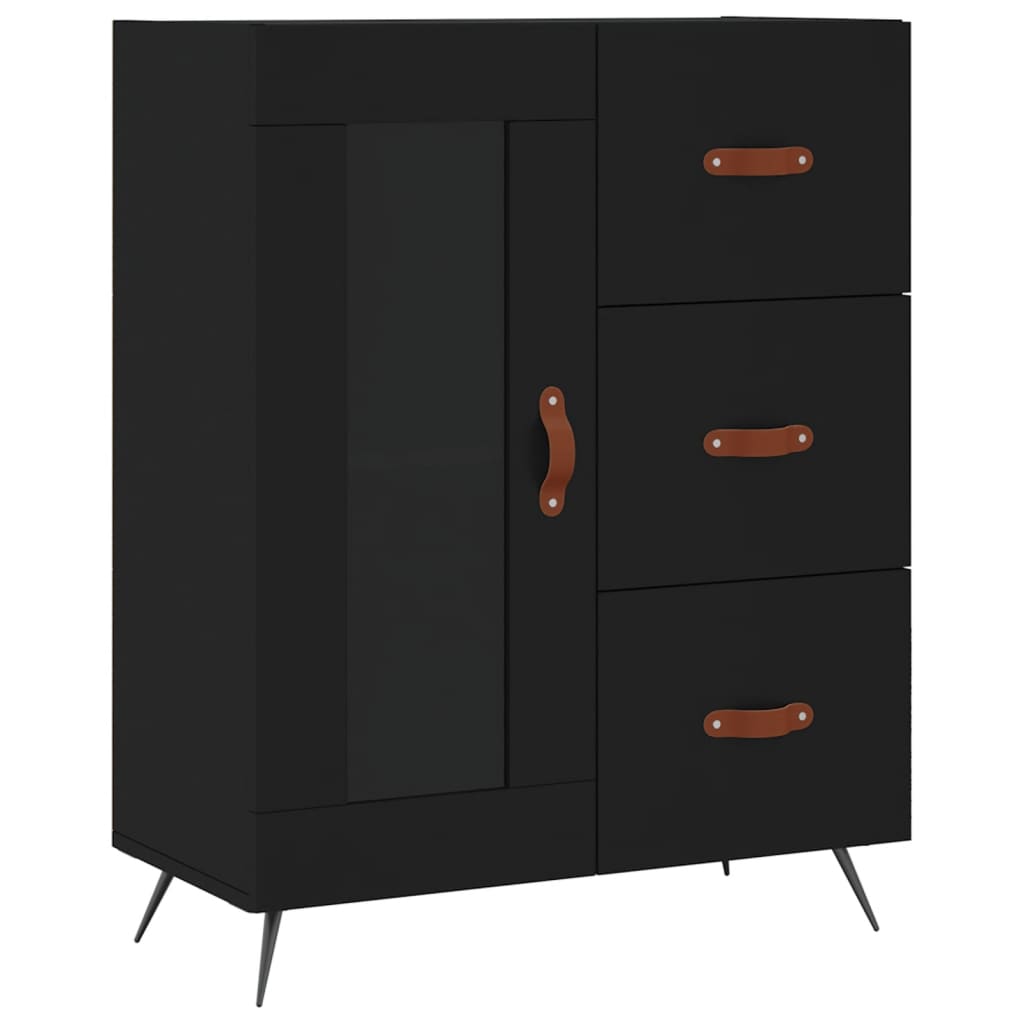 Buffet haut Noir 69,5x34x180 cm Bois d'ingénierie - XIOS