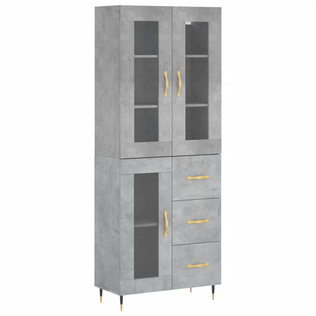 Buffet haut Gris béton 69,5x34x180 cm Bois d'ingénierie - XIOS