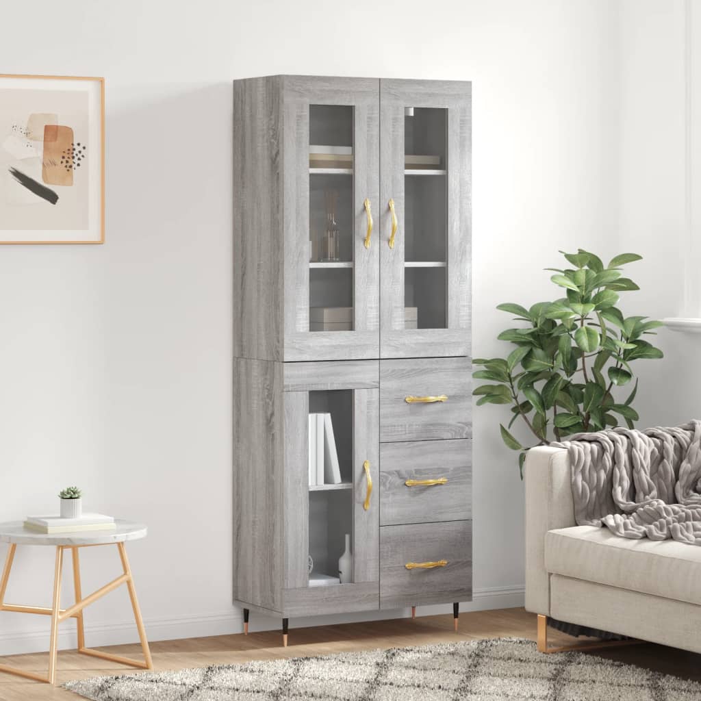 Buffet haut Sonoma gris 69,5x34x180 cm Bois d'ingénierie - XIOS