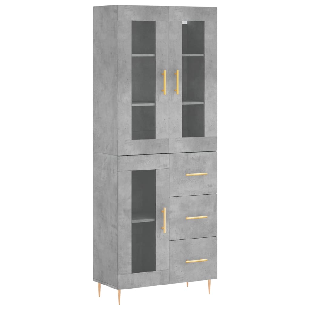 Buffet haut Gris béton 69,5x34x180 cm Bois d'ingénierie - XIOS