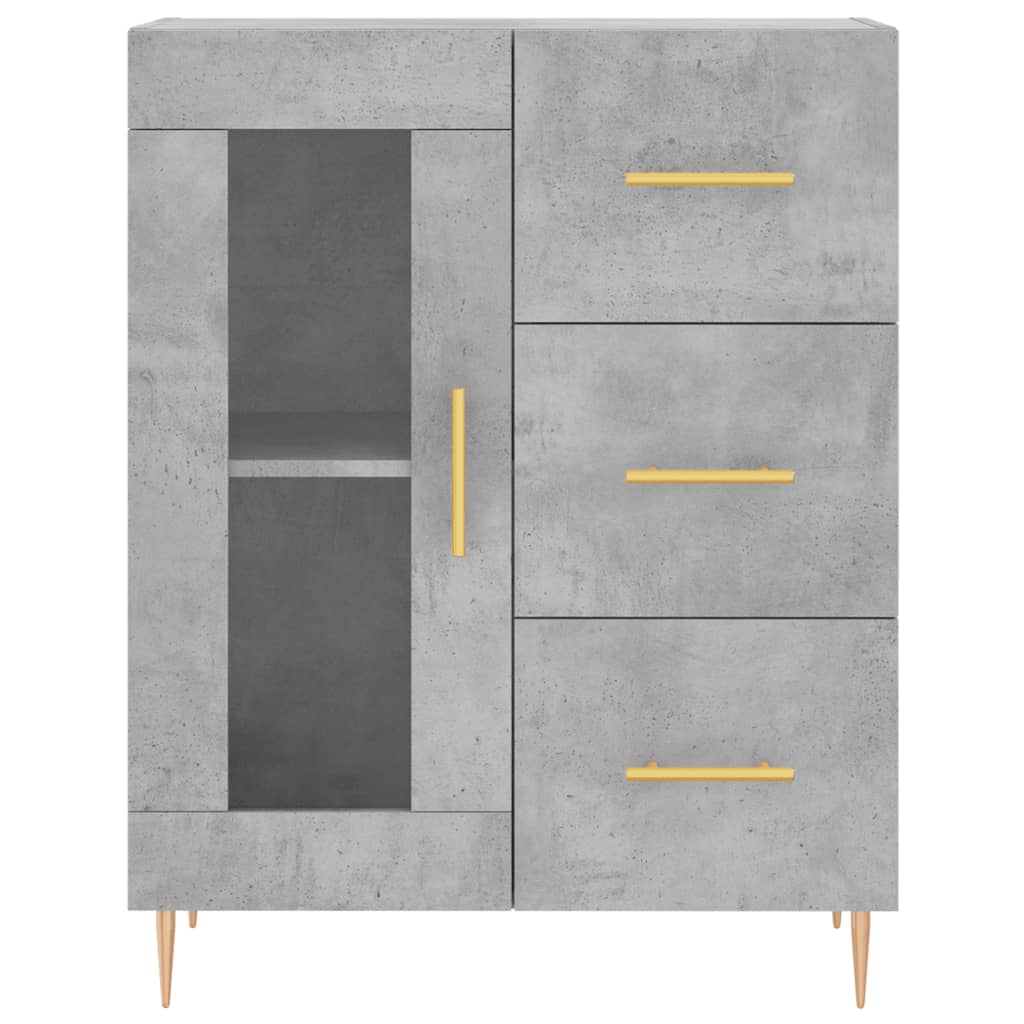Buffet haut Gris béton 69,5x34x180 cm Bois d'ingénierie - XIOS