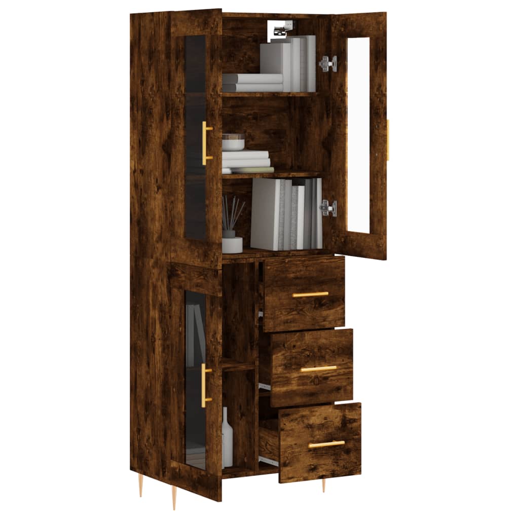 Buffet haut Chêne fumé 69,5x34x180 cm Bois d'ingénierie - XIOS