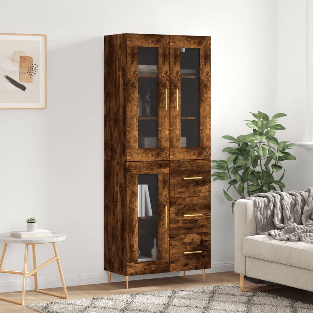 Buffet haut Chêne fumé 69,5x34x180 cm Bois d'ingénierie - XIOS