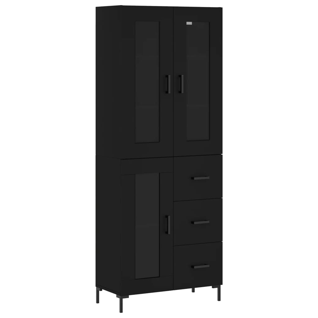 Buffet haut Noir 69,5x34x180 cm Bois d'ingénierie - XIOS