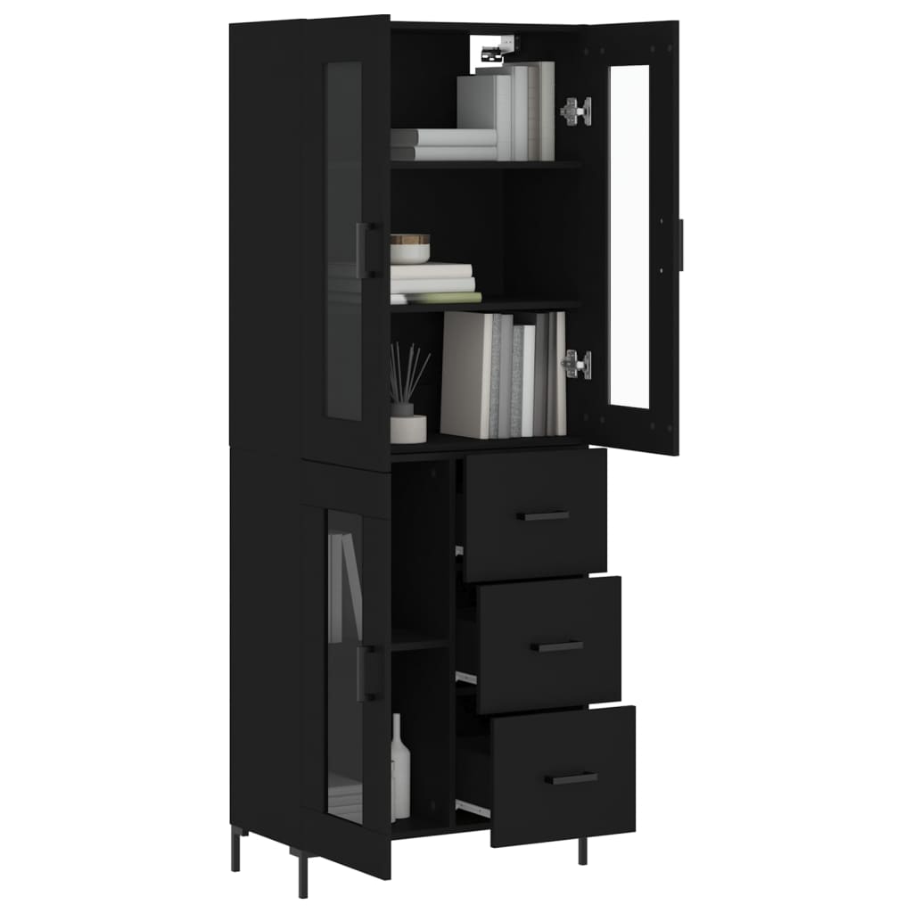 Buffet haut Noir 69,5x34x180 cm Bois d'ingénierie - XIOS