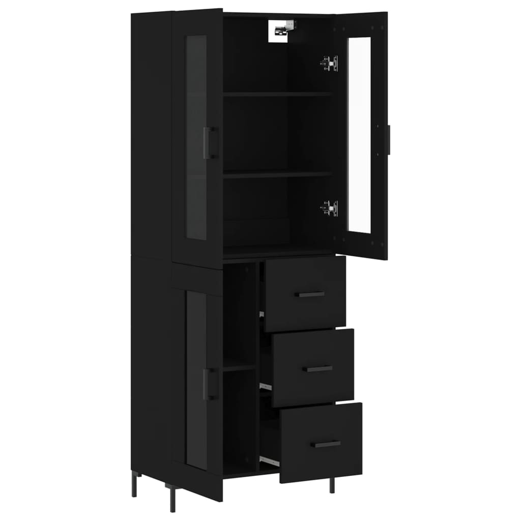 Buffet haut Noir 69,5x34x180 cm Bois d'ingénierie - XIOS