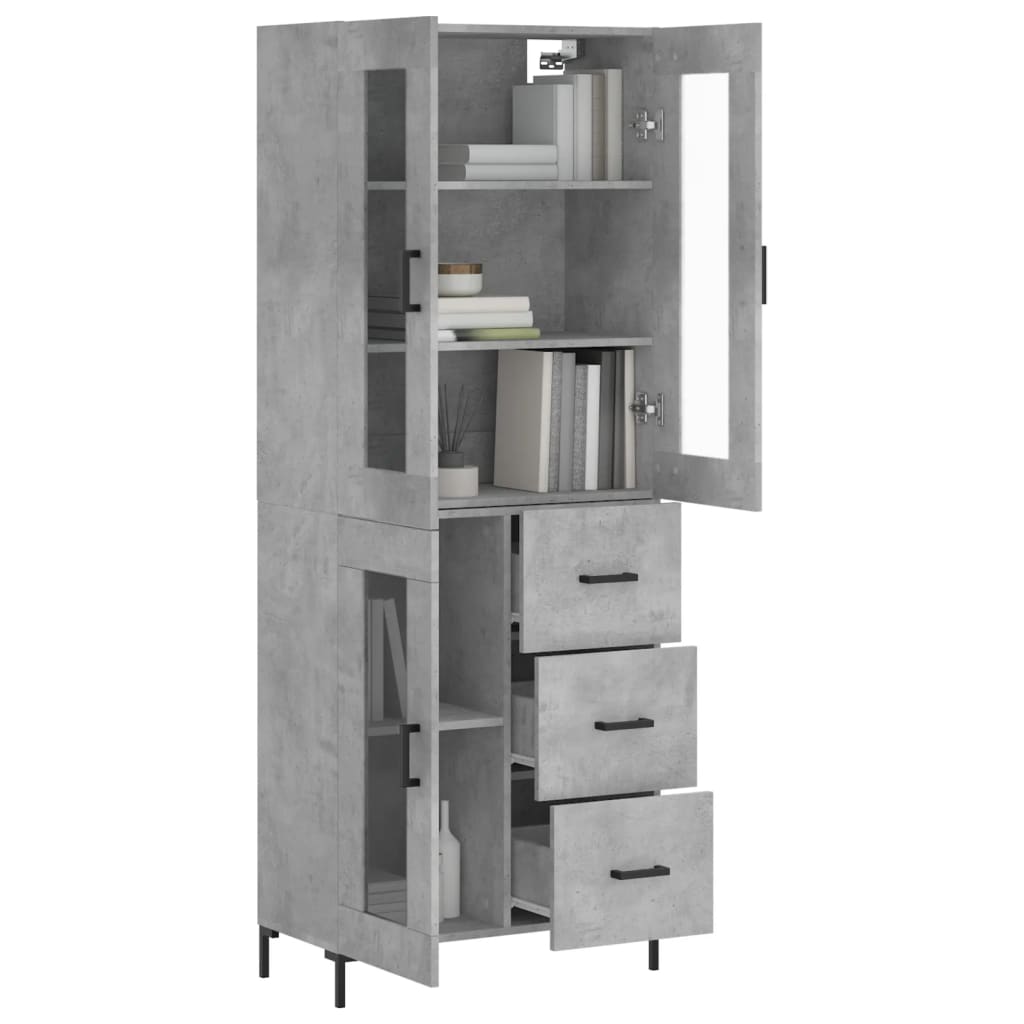 Buffet haut Gris béton 69,5x34x180 cm Bois d'ingénierie - XIOS