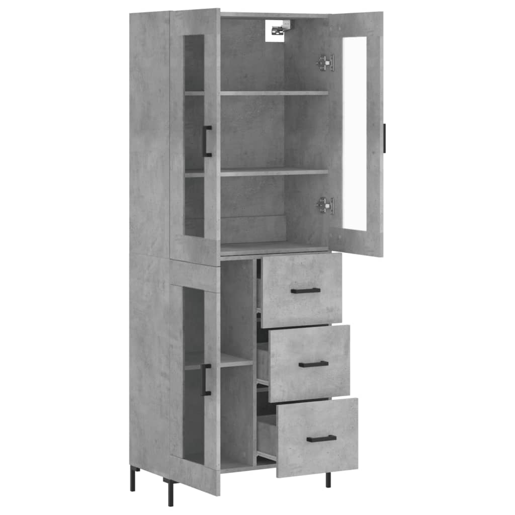 Buffet haut Gris béton 69,5x34x180 cm Bois d'ingénierie - XIOS