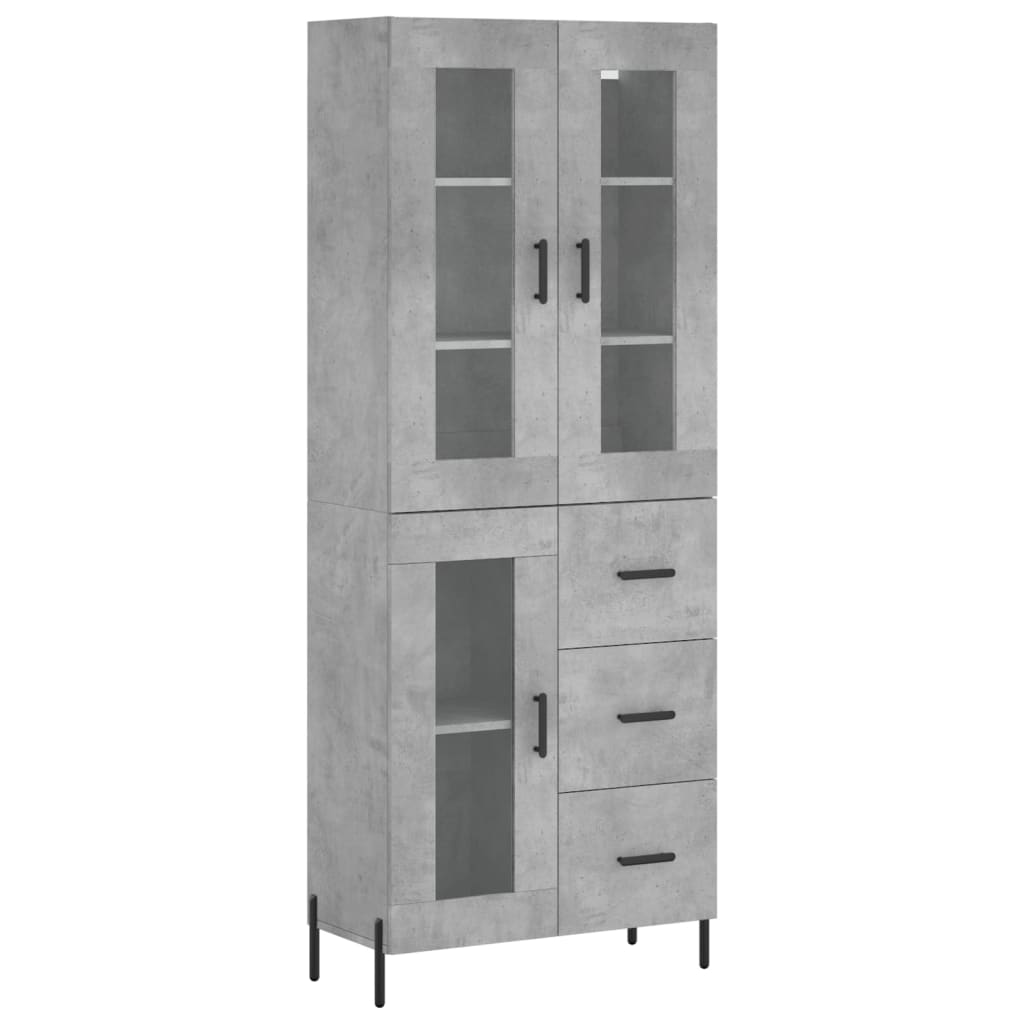Buffet haut Gris béton 69,5x34x180 cm Bois d'ingénierie - XIOS