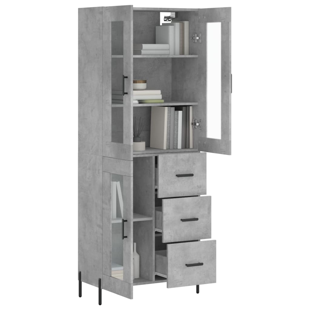 Buffet haut Gris béton 69,5x34x180 cm Bois d'ingénierie - XIOS