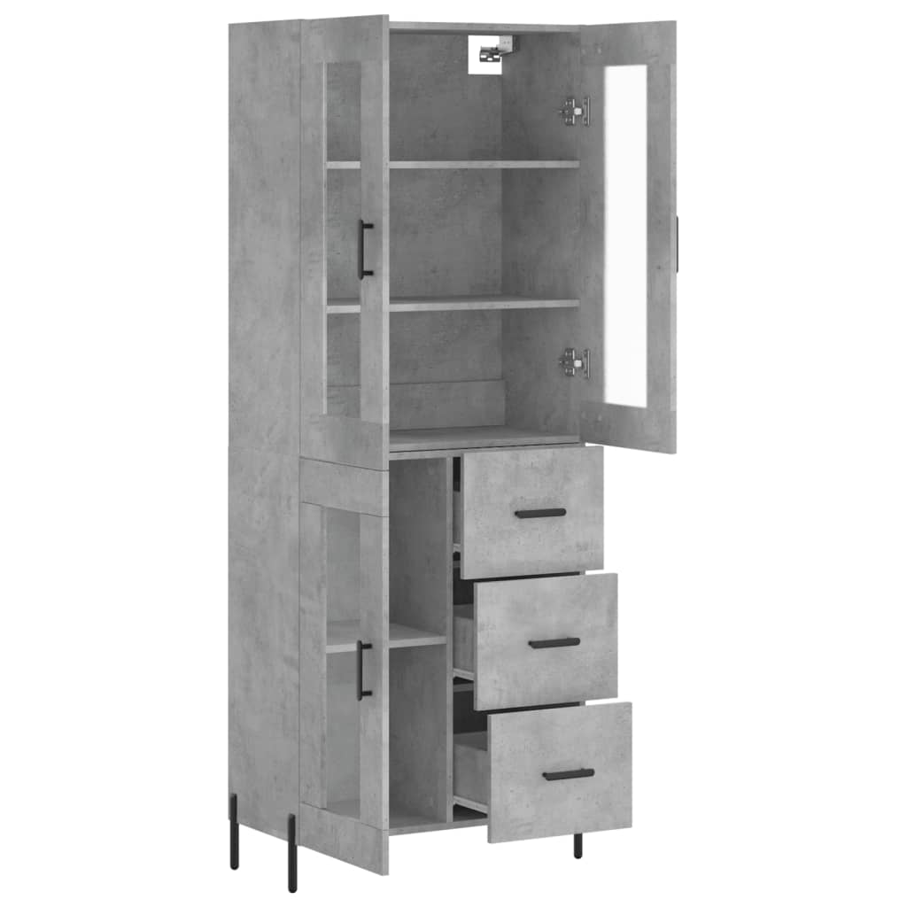Buffet haut Gris béton 69,5x34x180 cm Bois d'ingénierie - XIOS