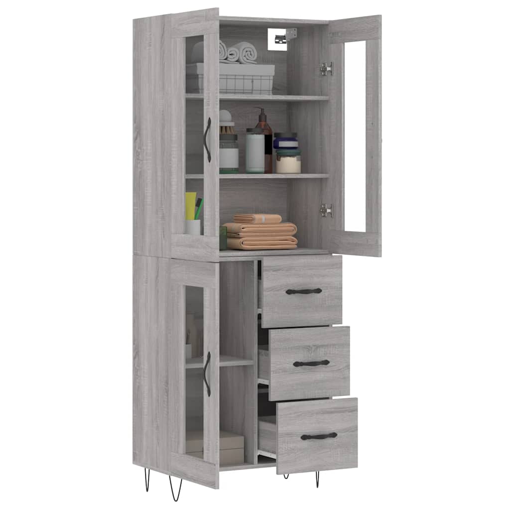 Buffet haut Sonoma gris 69,5x34x180 cm Bois d'ingénierie - XIOS